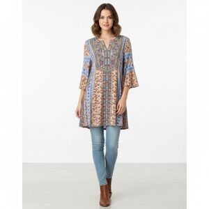 Soft Surroundings Fifi fit and flare embroidered tunic blouse top Women's Medium